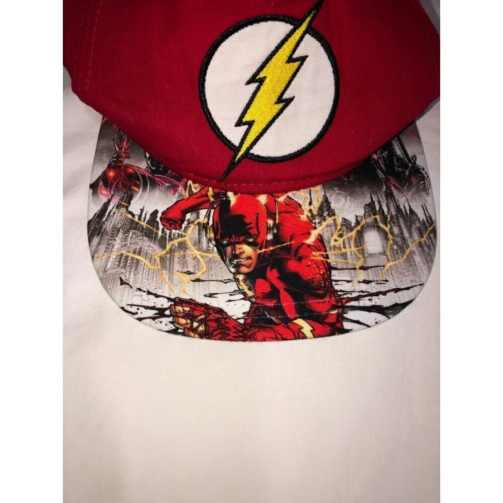 Flash Snapback Hat Youth Size Adjustable Red Flat Front Graphic DC Comic Unisex